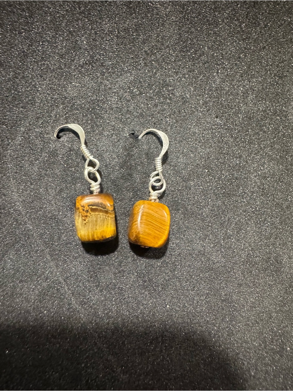 Handmade Tiger's Eye Drop Earrings - Brown Gemstone